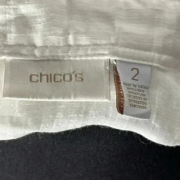 Chico’s White Linen Blend Open Front Cardigan Sheer Lightweight Jacket Size 2 - Picture 6 of 8